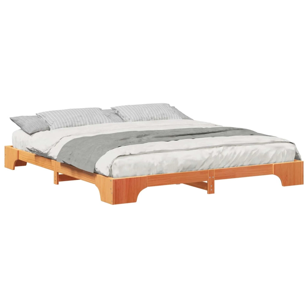 Struttura del letto-Giroletto Marrone 200 x 220 cm Pino massello 301468