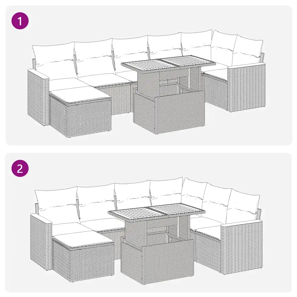 Set Divano da Giardino 8 pz con Cuscini Beige Polyrattan Acacia 3327516