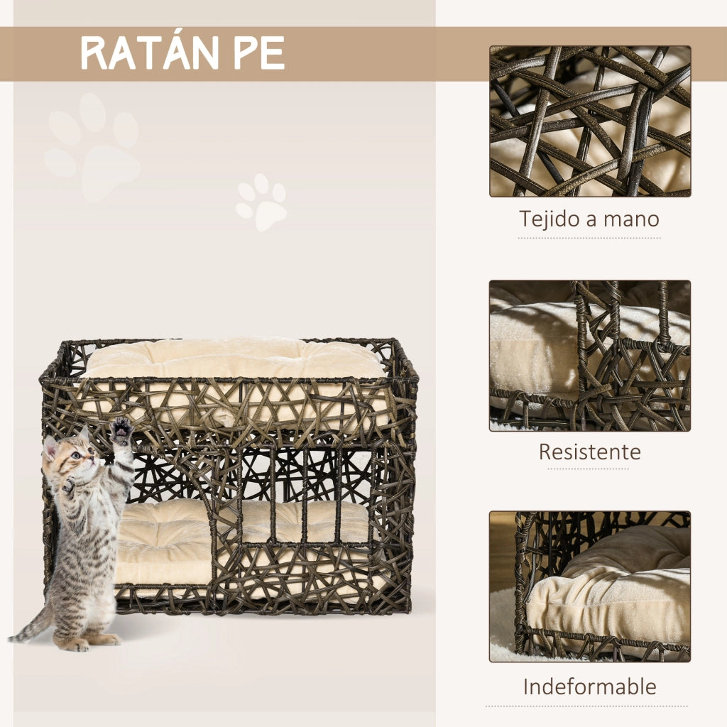 Letto per gatti con cuscini ¨C zephmum ¨C marrone 56x41x45 cm
