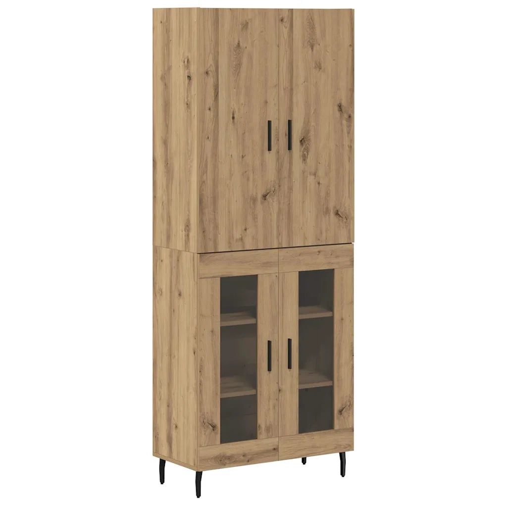 Credenza 2 pcs Legno vecchio Legno Stratificato e Vetro 3403184