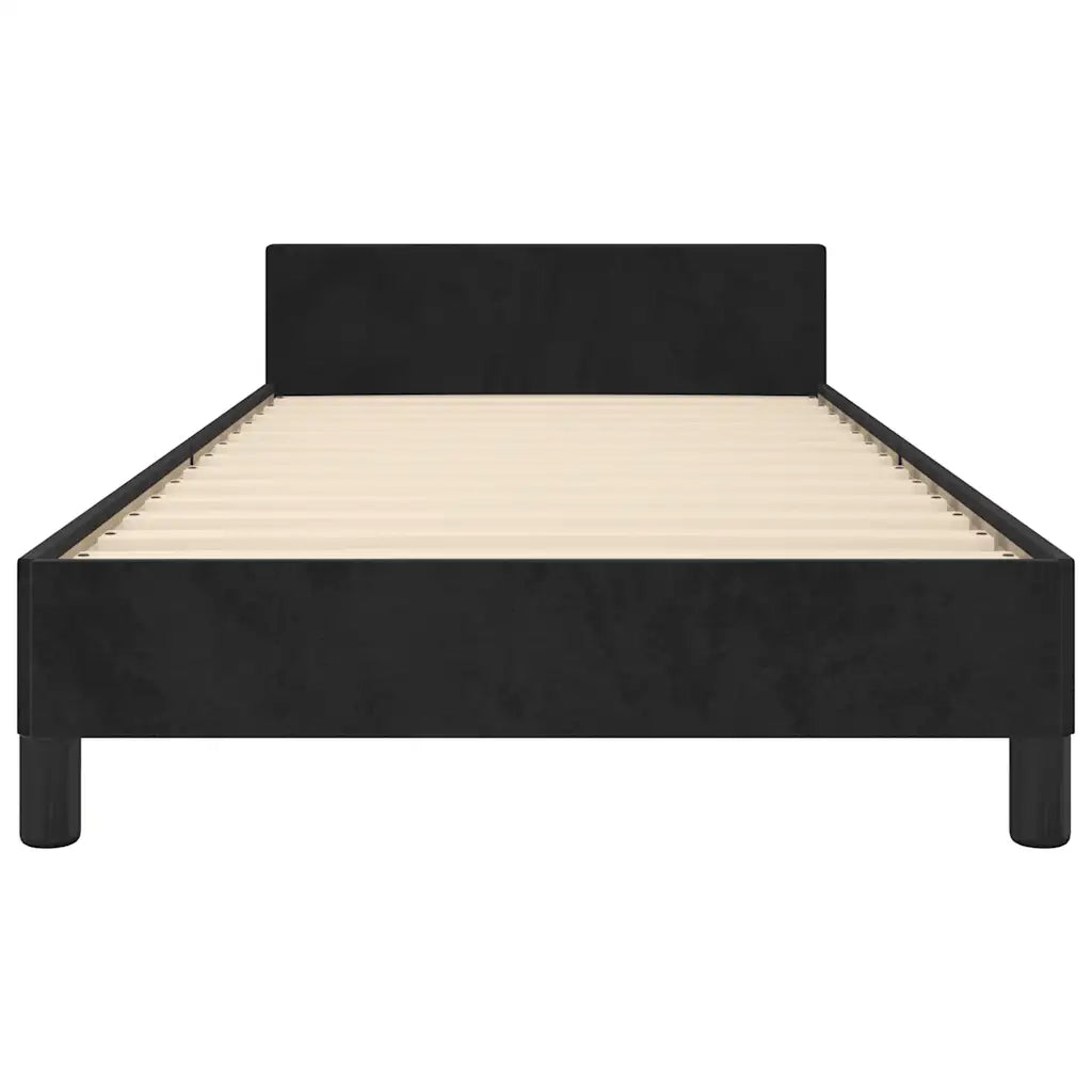 Letto singolo | Letto per adulti | Giroletto con Testiera senza Materasso Nero 90x200 cm Velluto