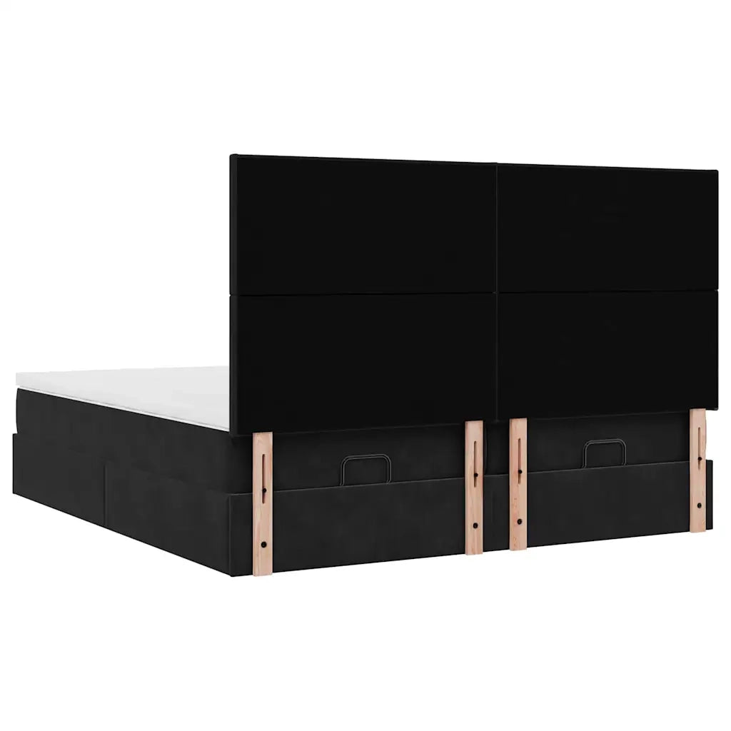 Struttura Letto Pouf con Materassi Nero 180x200 cm in Velluto 3313756