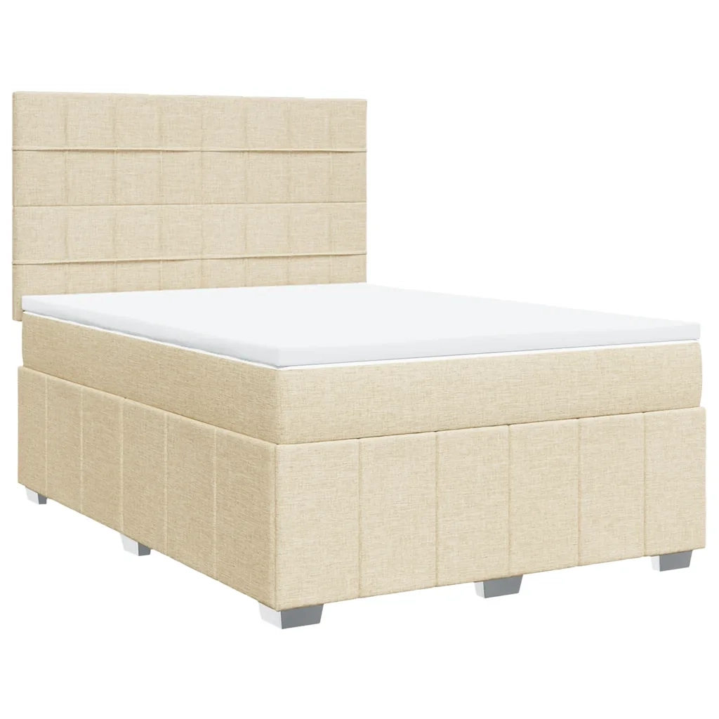 Giroletto a Molle con Materasso Crema 140x19 cm in Tessuto 3293968
