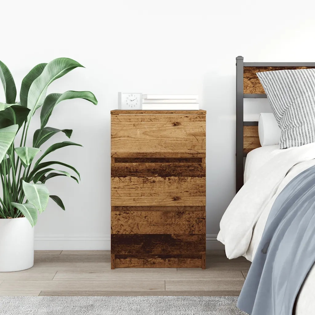 Comodino con 3 Cassetti Legno Antico 39x35x65 cm 861351