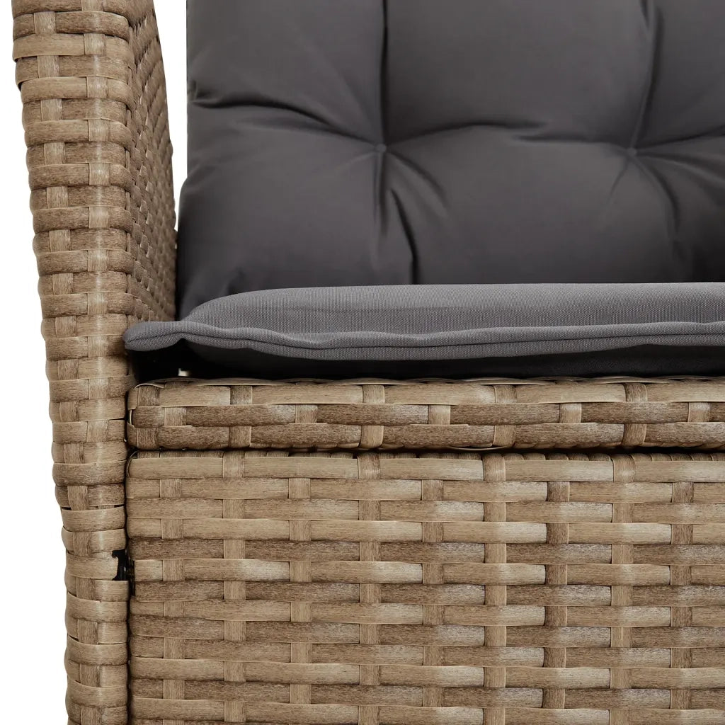 Set da Pranzo da Giardino 7 pz con Cuscini Beige in Polyrattan