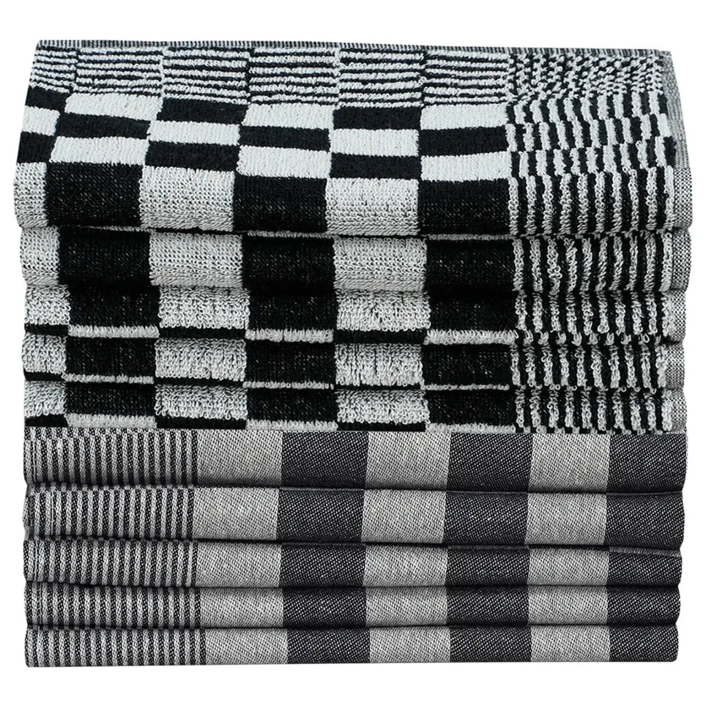 Set Strofinacci 50 pz | Teli per bagno in Cotone Nero e Bianco