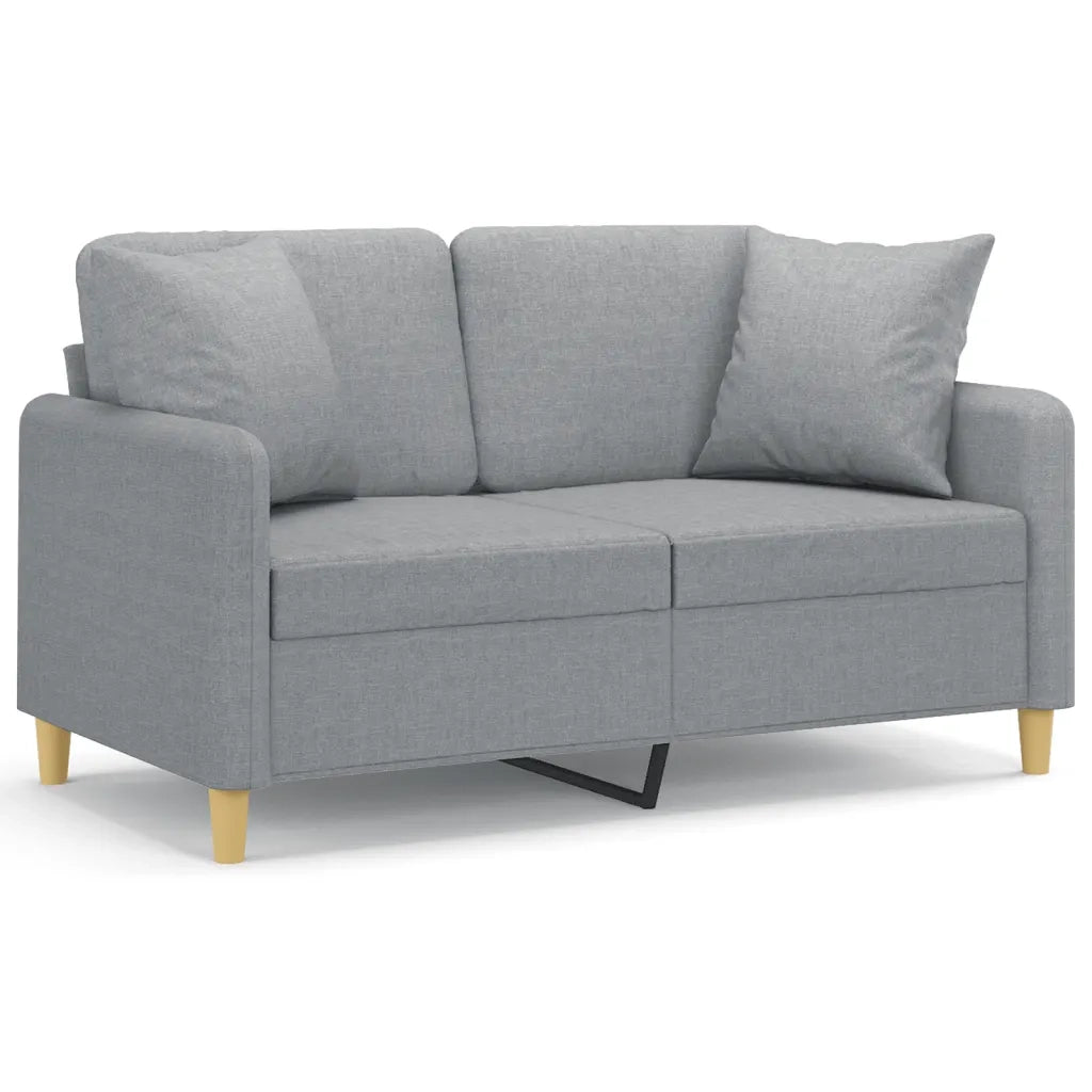 Divano a 2 Posti con Cuscini-Sofa 2 Posti con Cuscini Grigio Chiaro 120 cm in Tessuto 243983