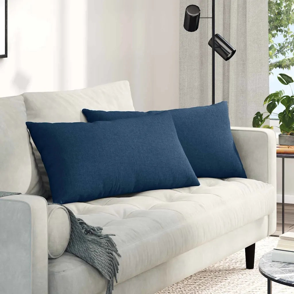 Cuscini da Divano 2 pz-Set di 2 Cuscini per Sofa Blu 80 x 40 cm Tessuto