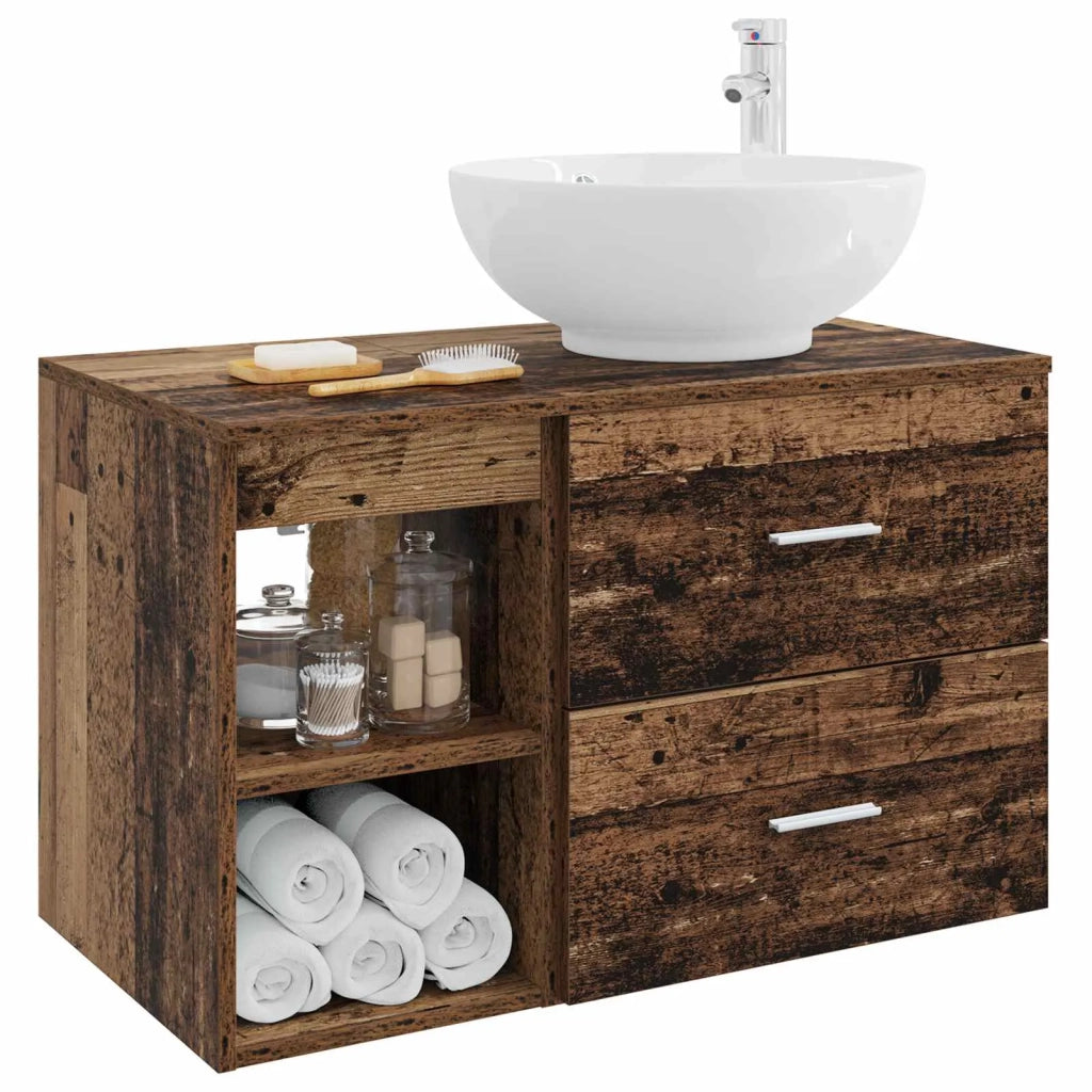 Set di mobili per il bagno 2 pcs Legno antico 3403918