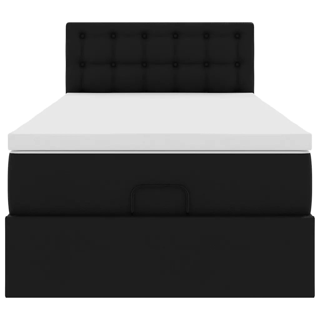 Struttura Letto Pouf con Materasso Nero 80x200 cm Similpelle 3312122