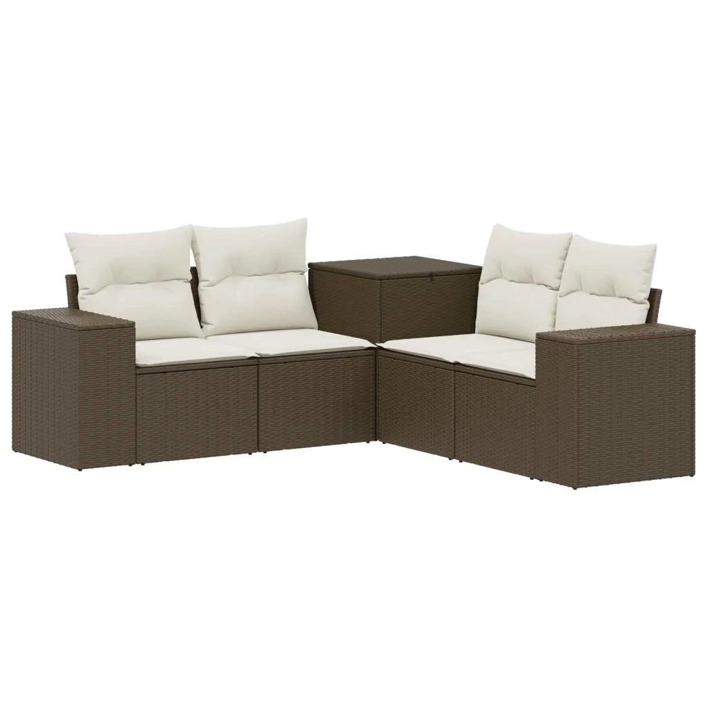 Set di divani 5 pz Marrone e Bianco Crema 3447916