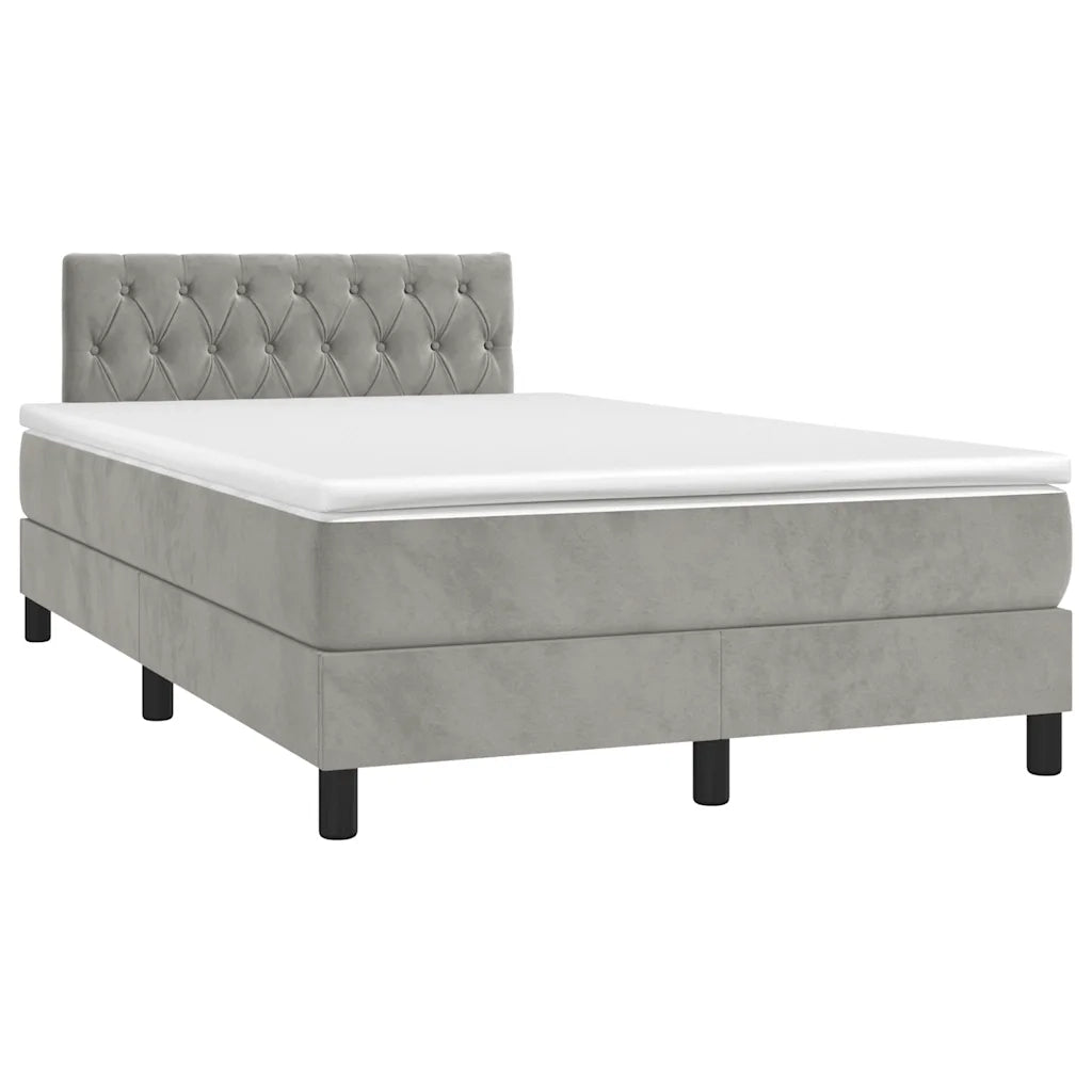 Letto a Molle con Materasso e LED Grigio Chiaro 120x190 cm Velluto