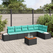 Set Divano da Giardino 7 pz Nero e turchese 3356639