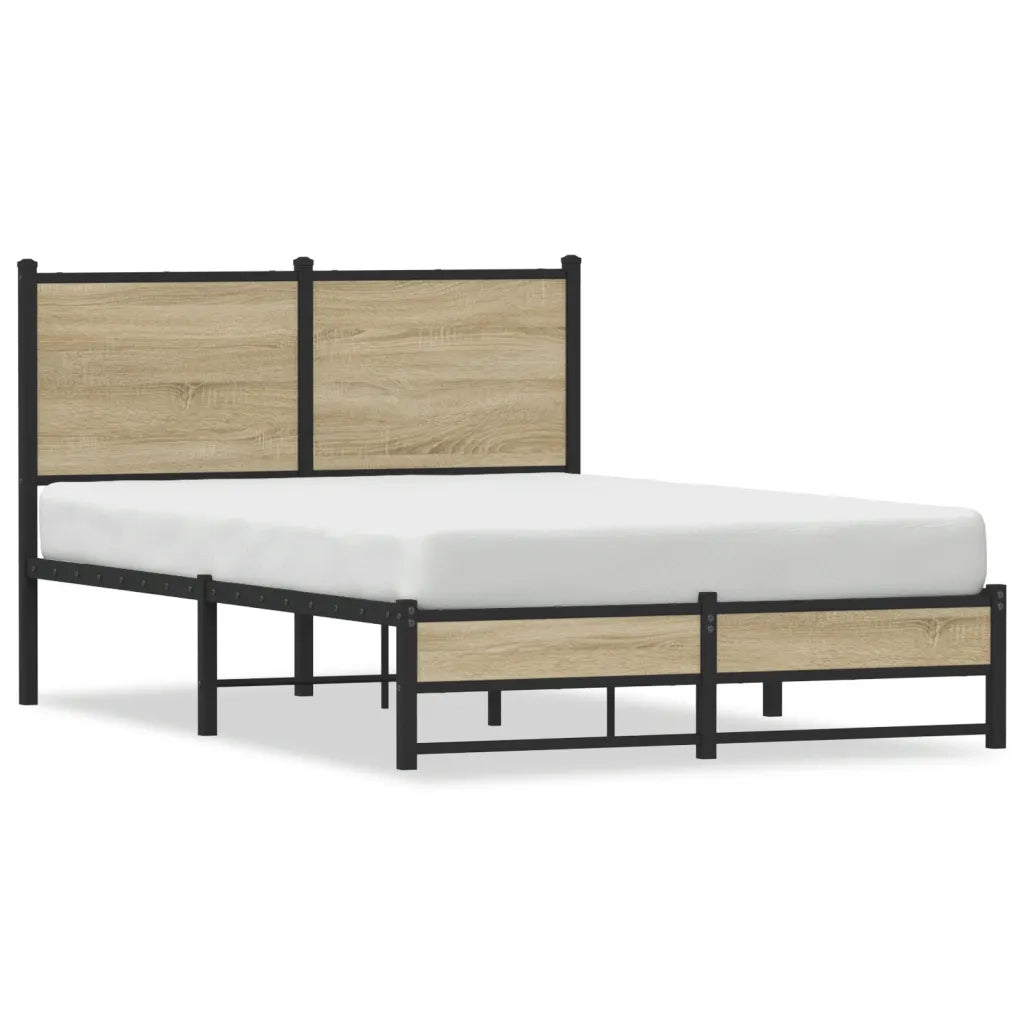 Letto matrimoniale | Letto per adulti | Giroletto senza Materaso in Metallo Rovere Sonoma 120x190 cm