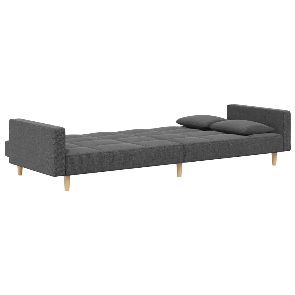 Divano Letto a 2 Posti con 2 Cuscini Grigio Chiaro in Tessuto 375799