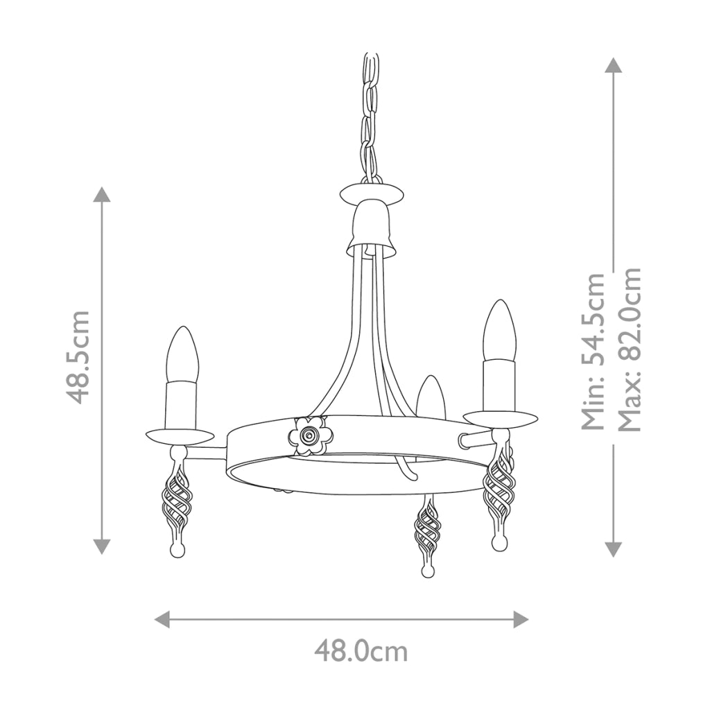 Lampadario retro Belfry nero in ferro Ø48 3xE14 Elstead