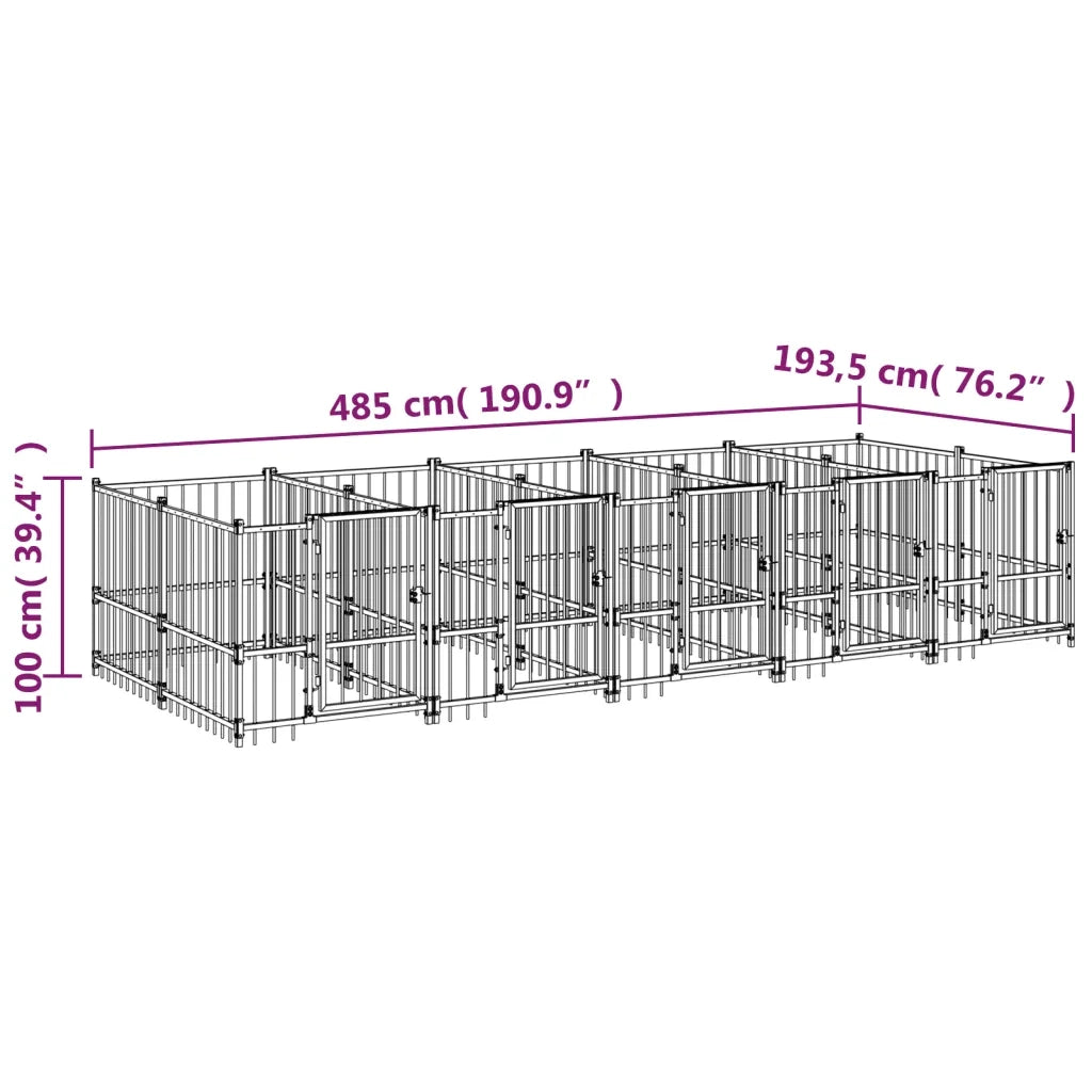 Gabbia per Cani da Esterno in Acciaio 9,38 m² 3124582