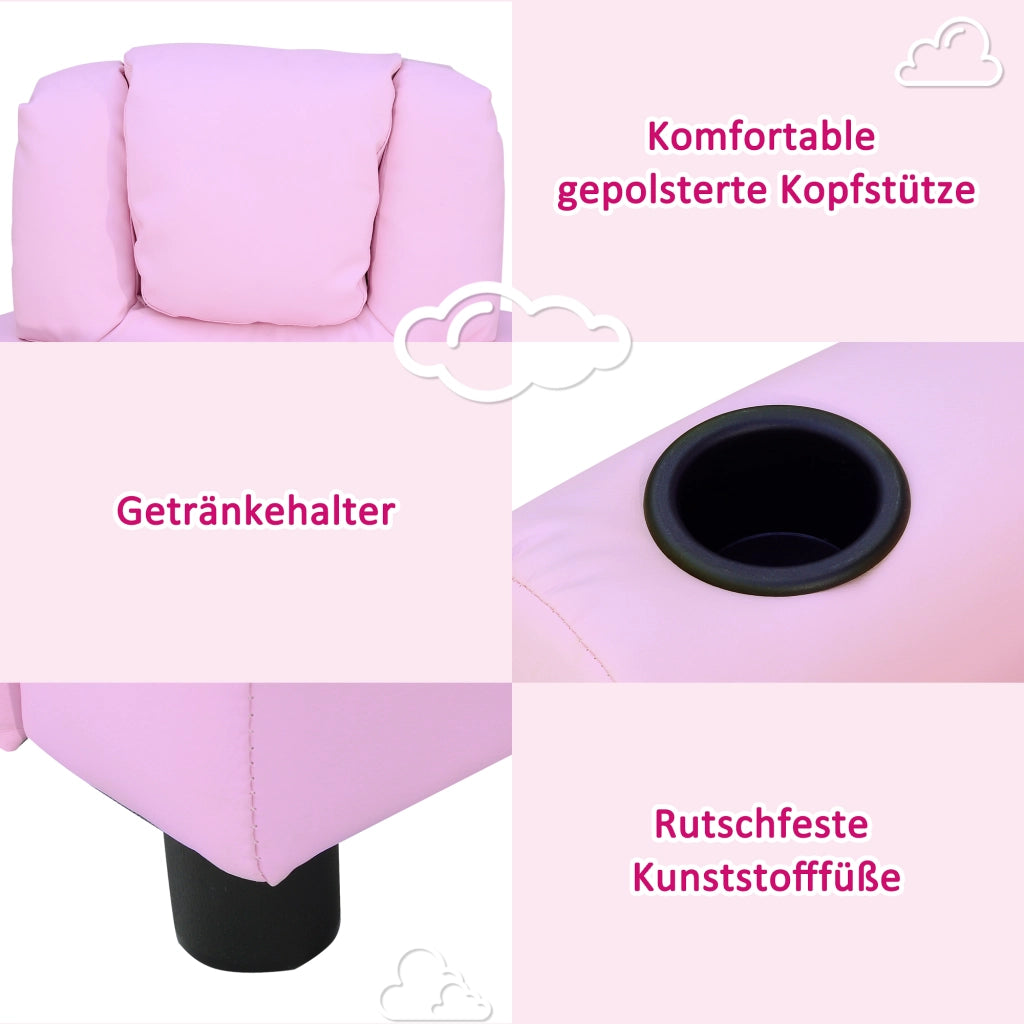 Divano per bambini con braccioli e poggiapiedi ¨C Minimal ¨C rosa