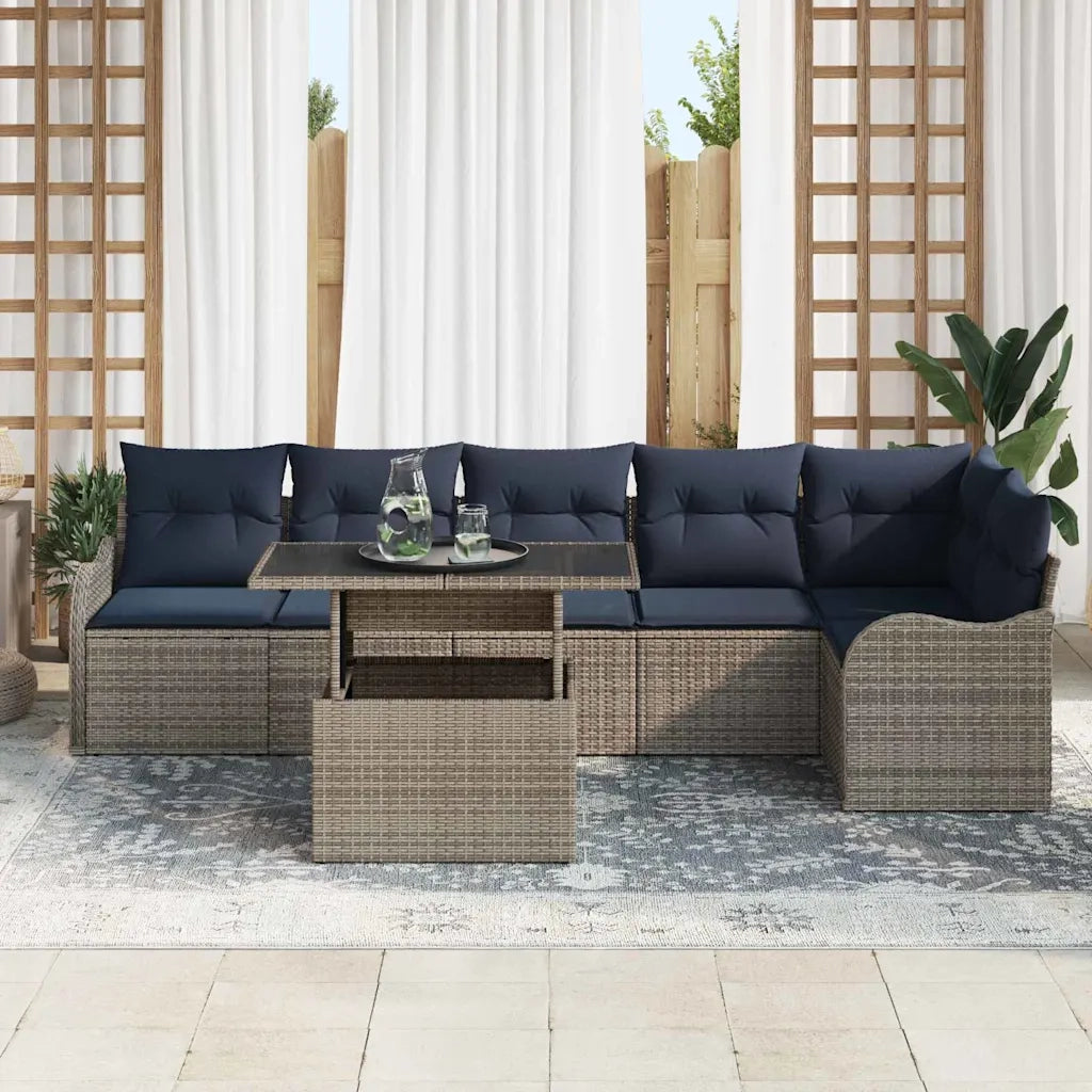 Set Divano da Giardino 7 pz Grigio polyrattan 3348481