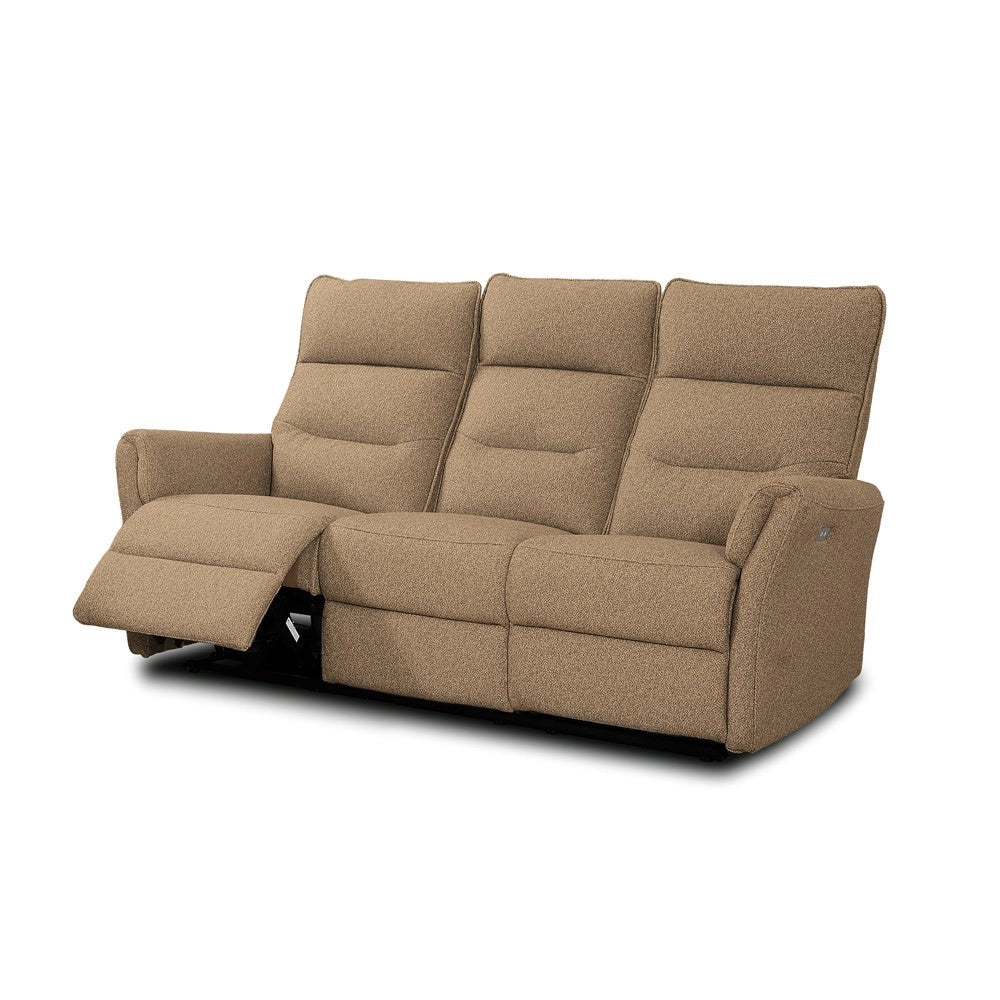 Divano recliner Softwave 3 posti elettrico in tessuto camel 186 cm