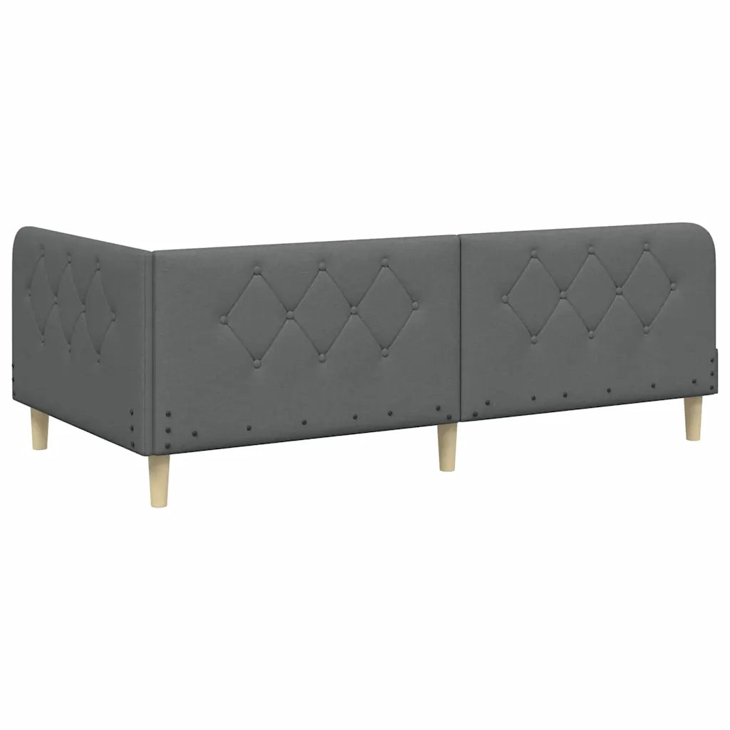 Cornice del letto ad angolo Grigio scuro 90 x 200 cm Tessuto