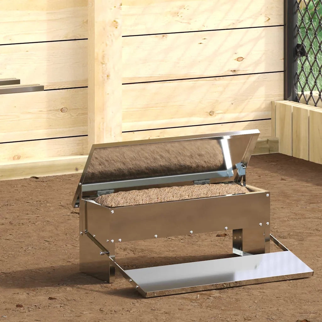 Mangiatore a Pedale per Pollo Argento 48,5 x 39,5 x 19 cm 874674