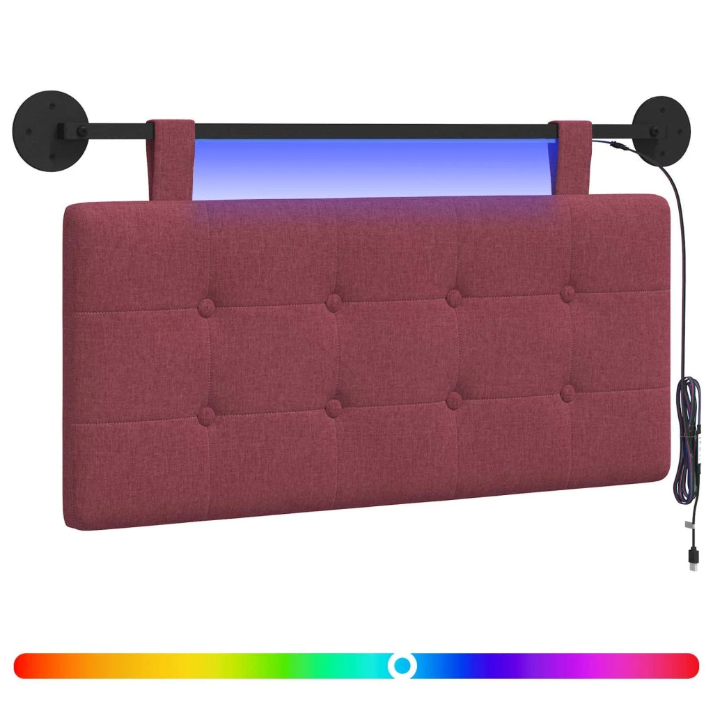 Testiera | Testata sospesa Con luce LED Rosso Vino Tessuto