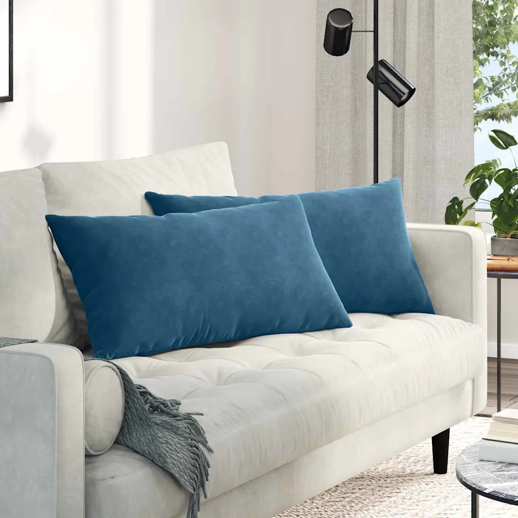 Cuscini da Divano 2 pcs Blu 80 x 40 cm Tessuto in Cords 42013712