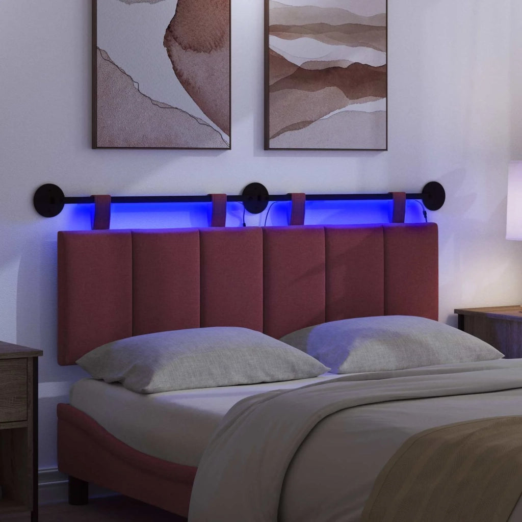 Testiera sospesa Con luce LED Rosso Vino Tessuto 3424792