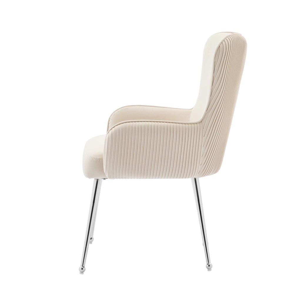 SEDIA da pranzo Set da 6 pezzi in velluto beige con braccioli e piedini regolabili
