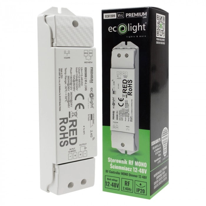 Dimmer RF per strip LED Mono 15A 12-48V Ecolight V1-L