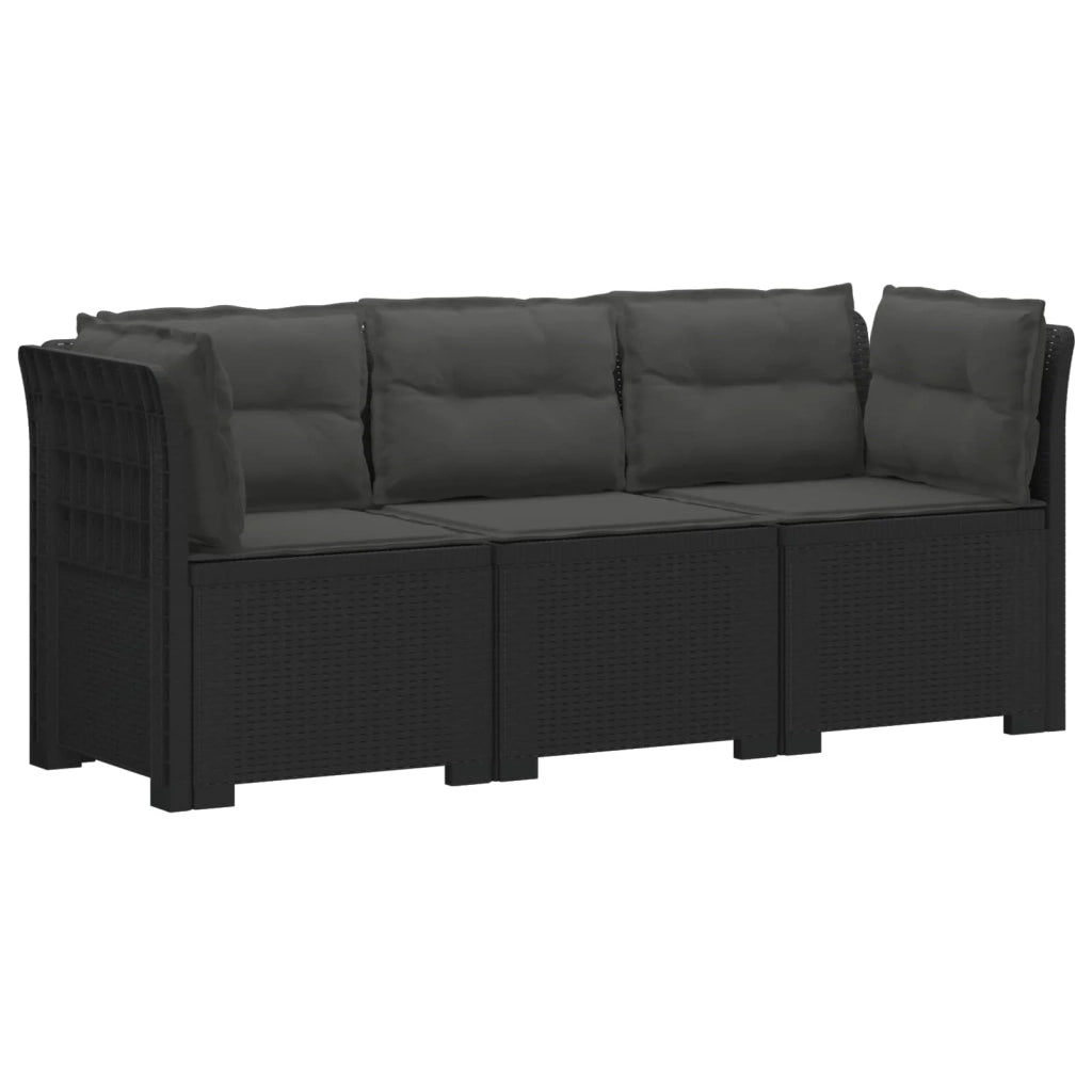 Divano da esterno-Divano da Giardino 3 posti con cuscini in look rattan PP 319327