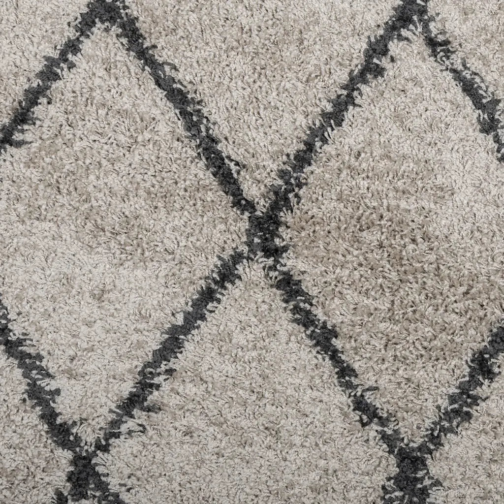 Tappeto del soggiorno | Tappeto Shaggy PAMPLONA a Pelo Lungo Beige e Antracite ? 100 cm