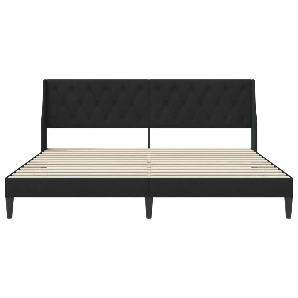 Struttura del letto con testiera-Giroletto Nero 200 x 200 cm Velluto 164337