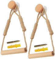 Supporto per carta igienica vintage in legno - Applicazione a mano - Autoadesivo - Con maniglia di legno - 2 pezzi - Materiali naturali