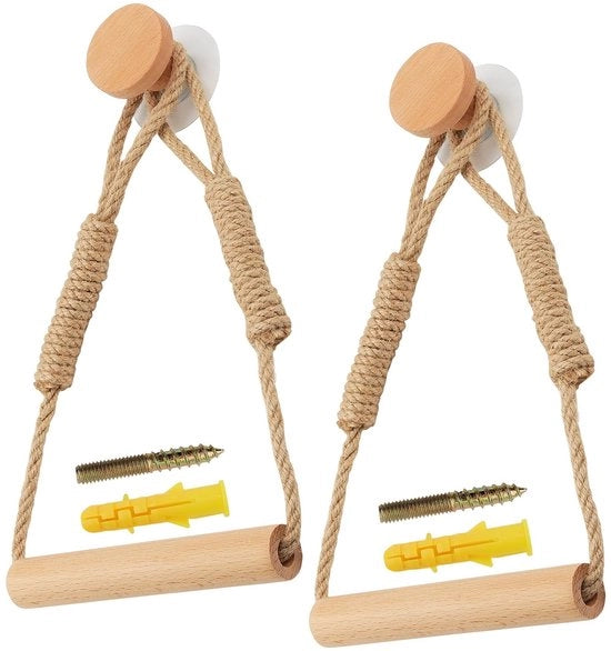 Supporto per carta igienica vintage in legno - Applicazione a mano - Autoadesivo - Con maniglia di legno - 2 pezzi - Materiali naturali