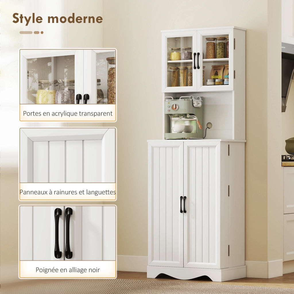 Mobile cucina alto 4 ante 8 ripiani portaspezie ¨C Xylo ¨C Bianco 60x39,5x179,6cm