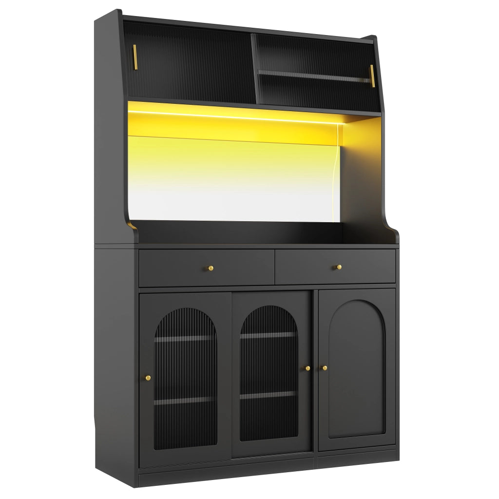 ARMADIO ALTO 120x40x180 cm Nero con LED e 2 cassetti