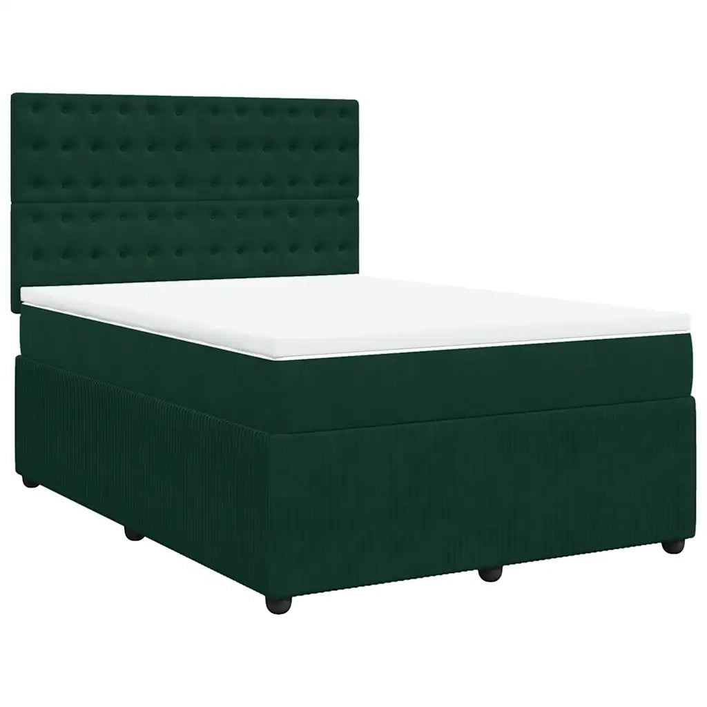 Giroletto a Molle con Materasso Verde Scuro 160x200 cm Velluto 3294697