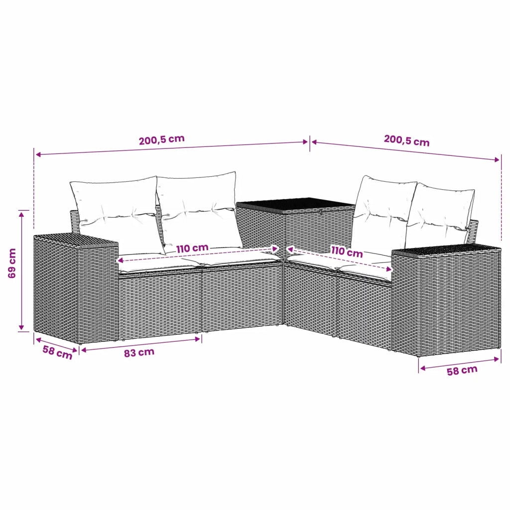 Set di divani 5 pz Beige e Bianco Crema 3447924