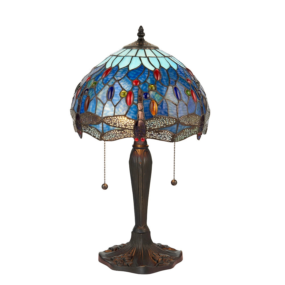 Lampada da tavolo Tiffany Dragonfly Blue vetro 2xE27