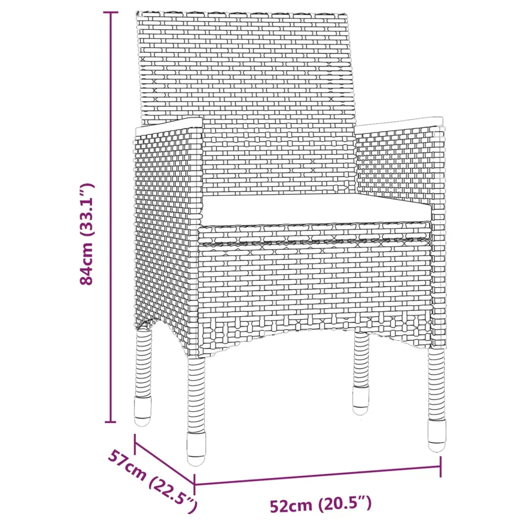 Set da Pranzo da Giardino 5 pz con Cuscini Nero 3099331