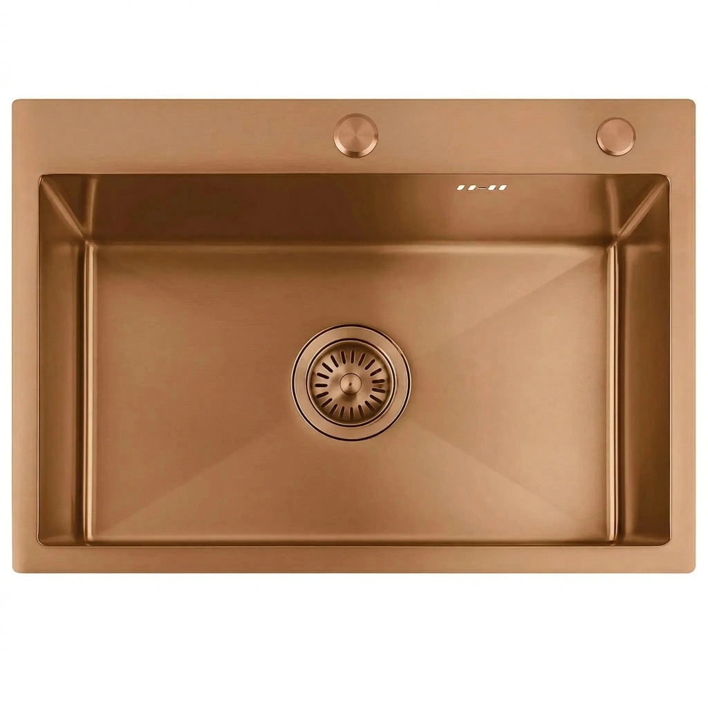 Lavello In Acciaio Liam Brush Copper senza rubinetto da cucina