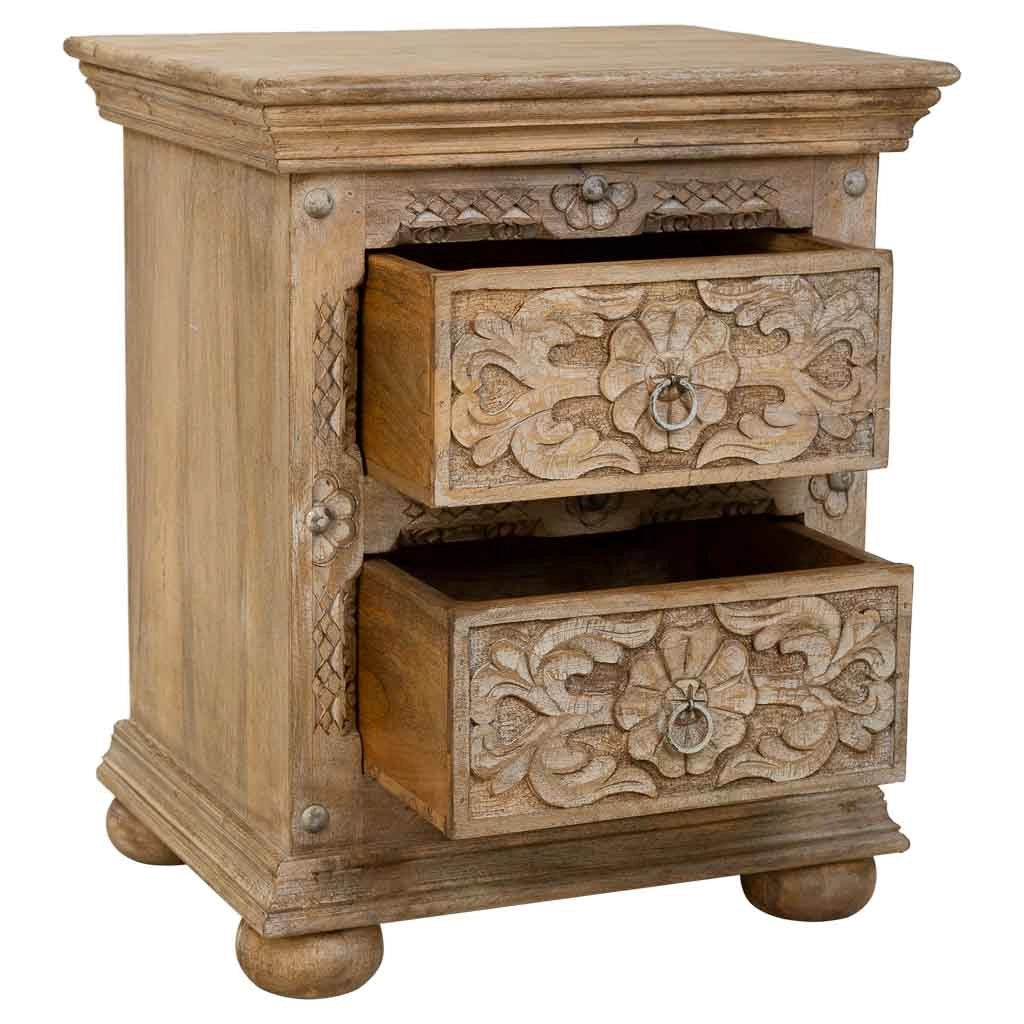 Comodino in legno artigianale marrone 50x40x60.