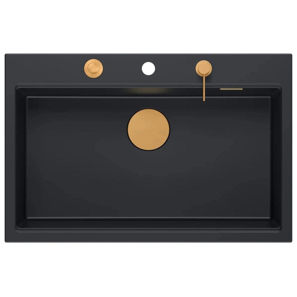 Lavello In Granito Marc 110 Workstation Black Tappo oro