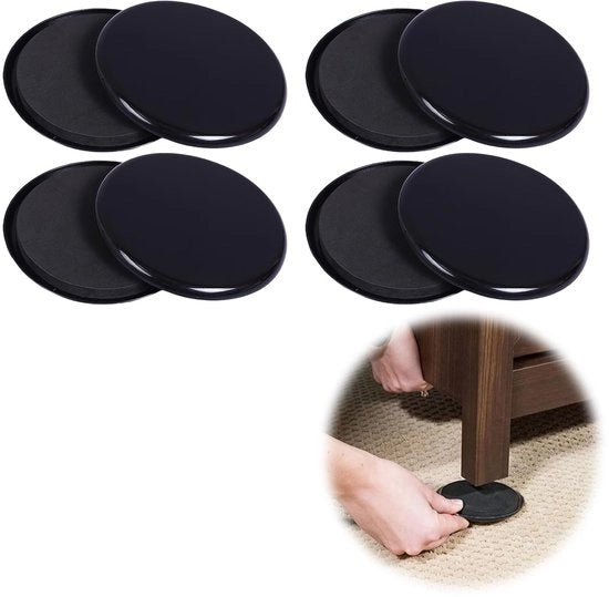 Regolatore di mobili a scorrimento 89mm - 8 pezzi - Riciclabile - Duraturo - Materiale EVA - Per pavimenti in legno - Regolatori di mobili