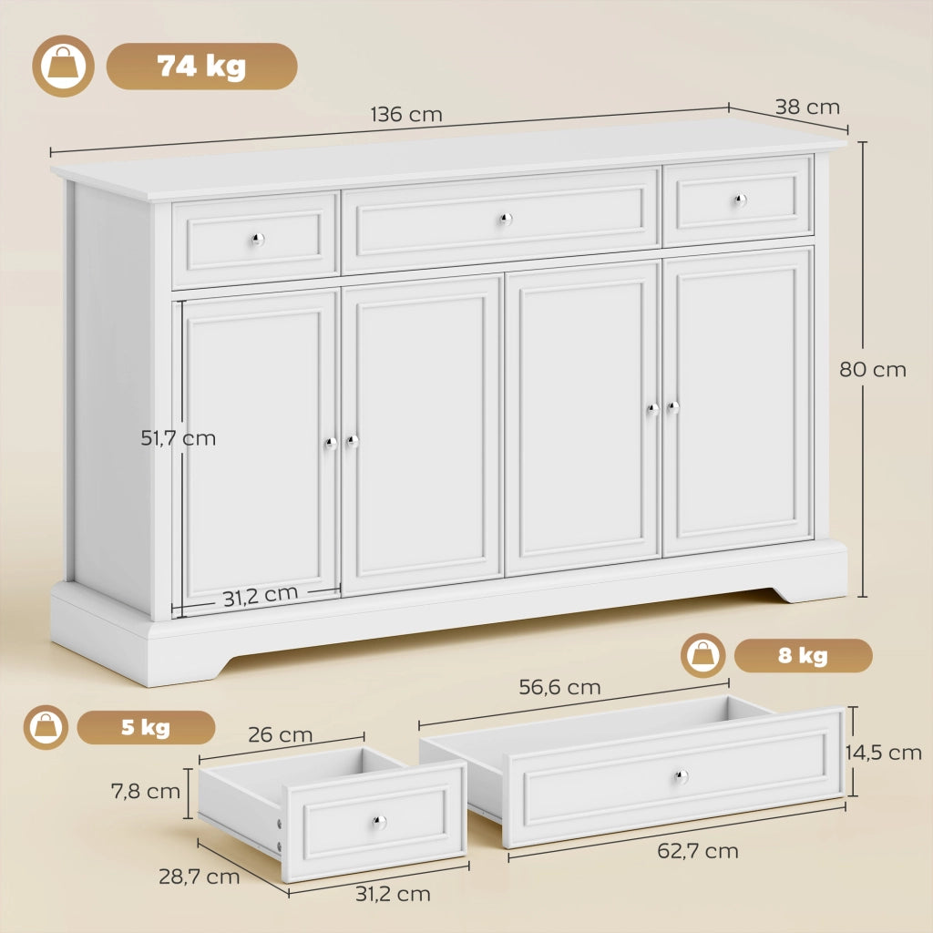 Cassettiera con 3 cassetti e 4 ante ¨C Minimal ¨C Bianco