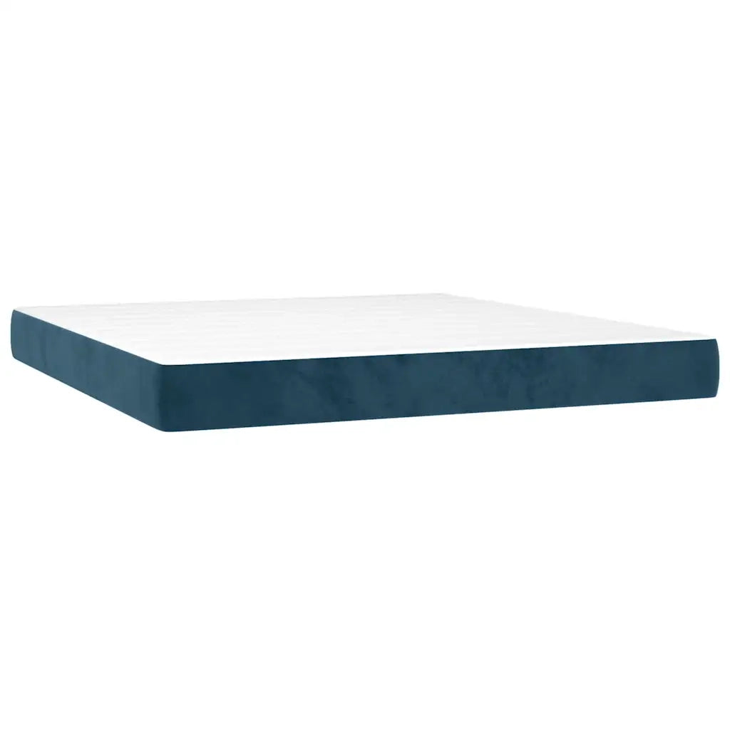 Letto a Molle con Materasso e LED Blu Scuro 180x200 cm