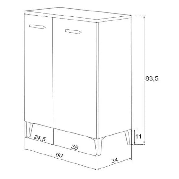 BASE STELLA 60X34XH83,5CM GRIGIA 2 ANTE