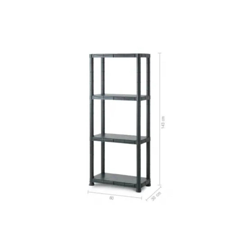 Scaffale 4 ripiani Kronos nero cm 30x60x143h